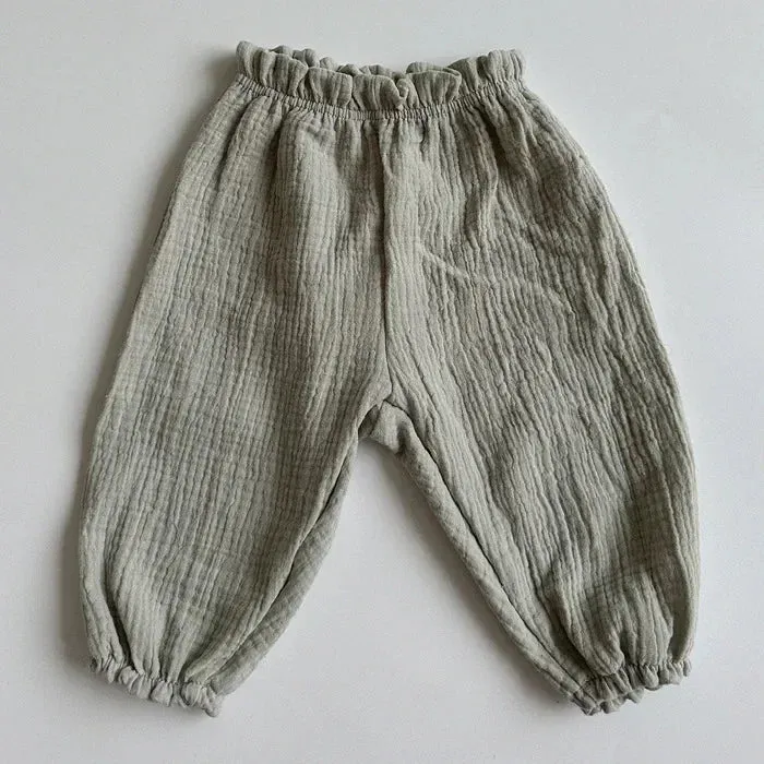 Muslin Cotton Newborn Infant Baby Boys Girls Loose Pants Casual Lantern Pants Full Pants