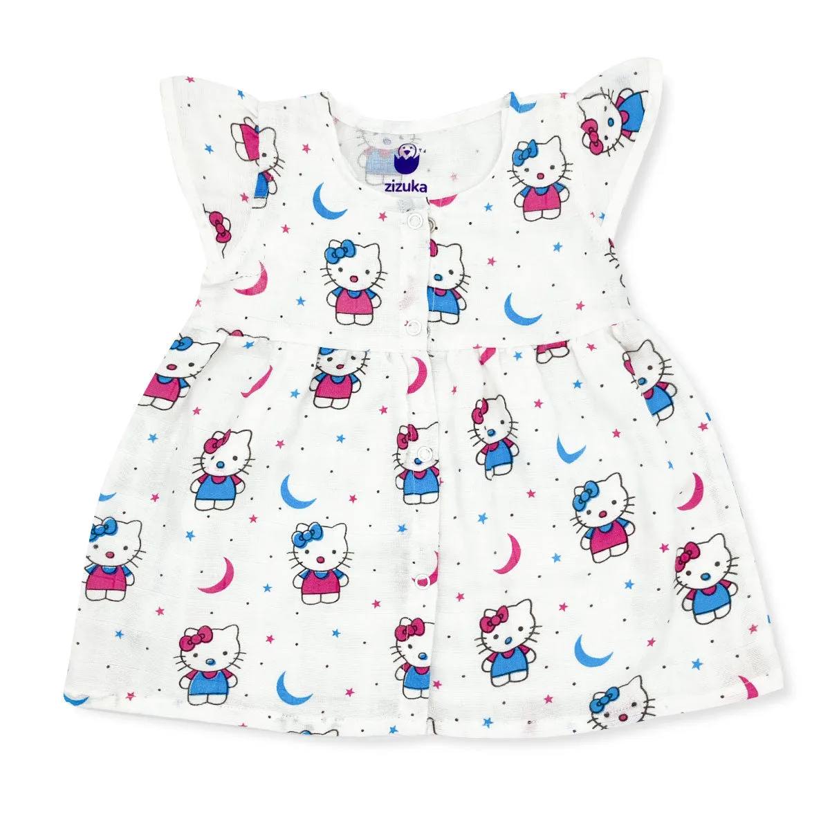 Muslin Frock for Baby Girl -Cap Sleeve -Kitty