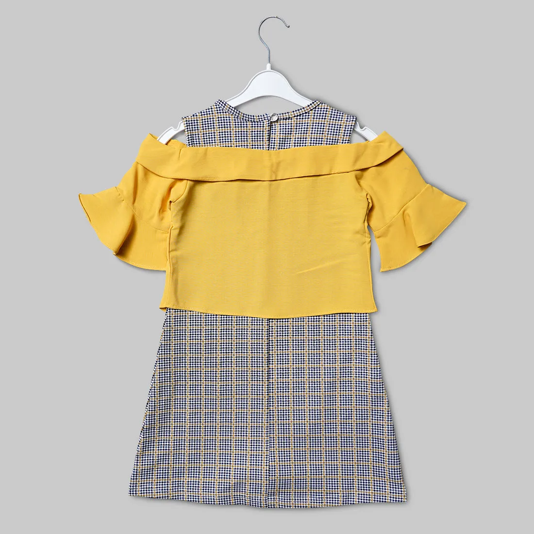 Mustard and Red Solid Girls Midi