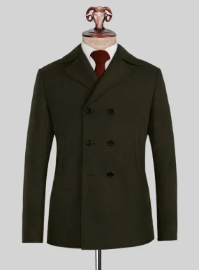 Naples Dark Green Tweed Pea Coat