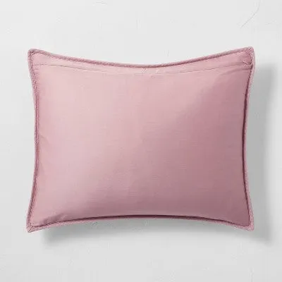 New - Casaluna 1-Piece Pillow Sham Linen-Blend OEKO-TEX Sophisticated, Mauve, King