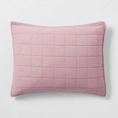 New - Casaluna 1-Piece Pillow Sham Linen-Blend OEKO-TEX Sophisticated, Mauve, King