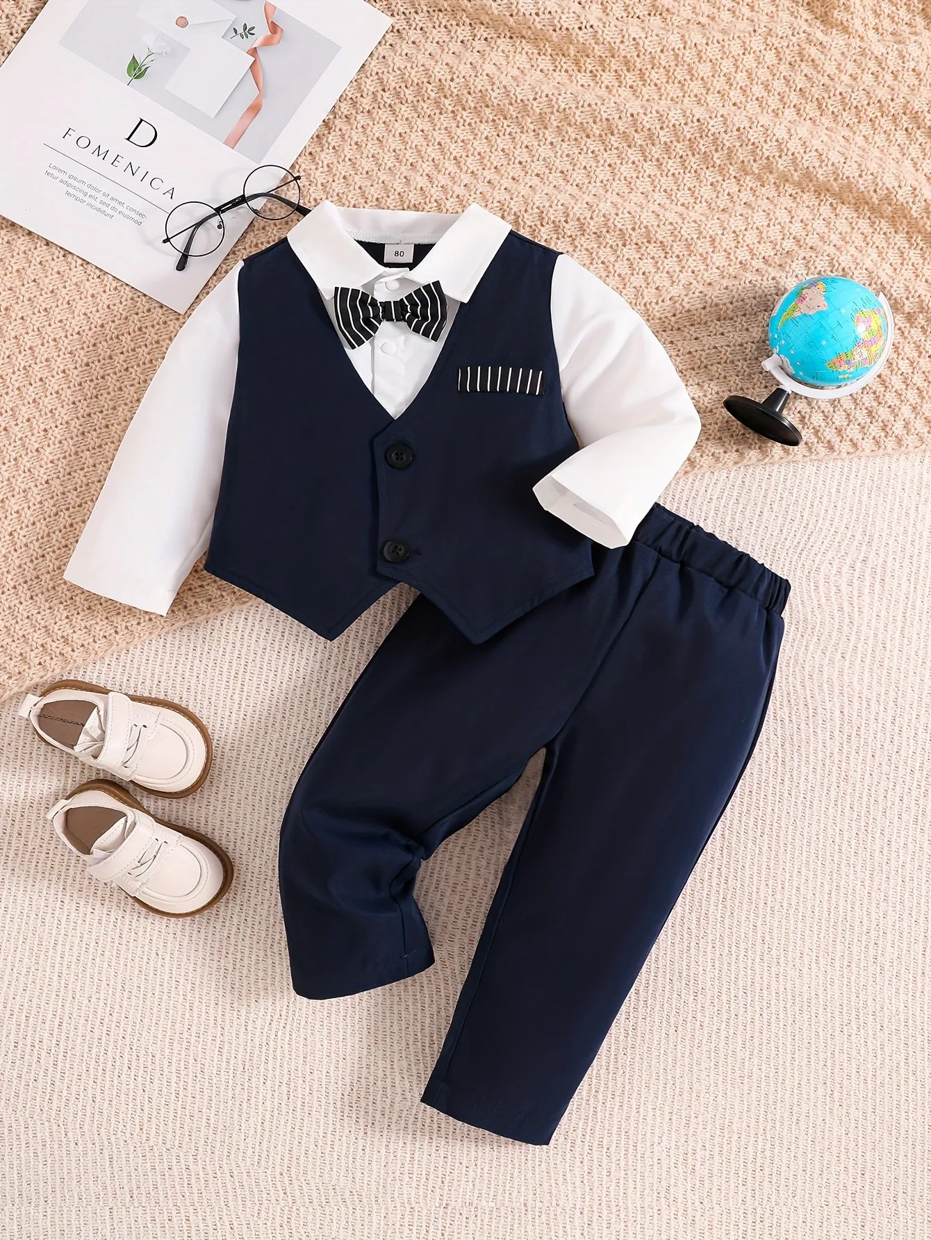 Newborn Baby Boy Formal Tuxedo Suit with Bowtie