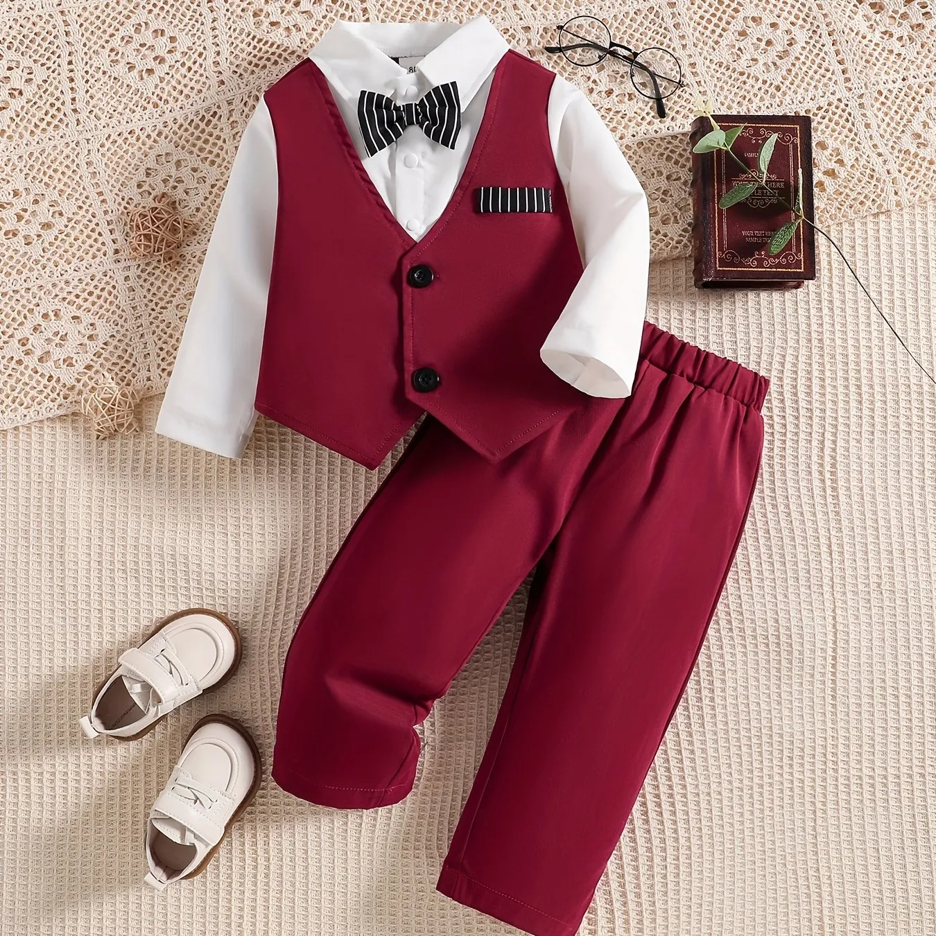 Newborn Baby Boy Formal Tuxedo Suit with Bowtie