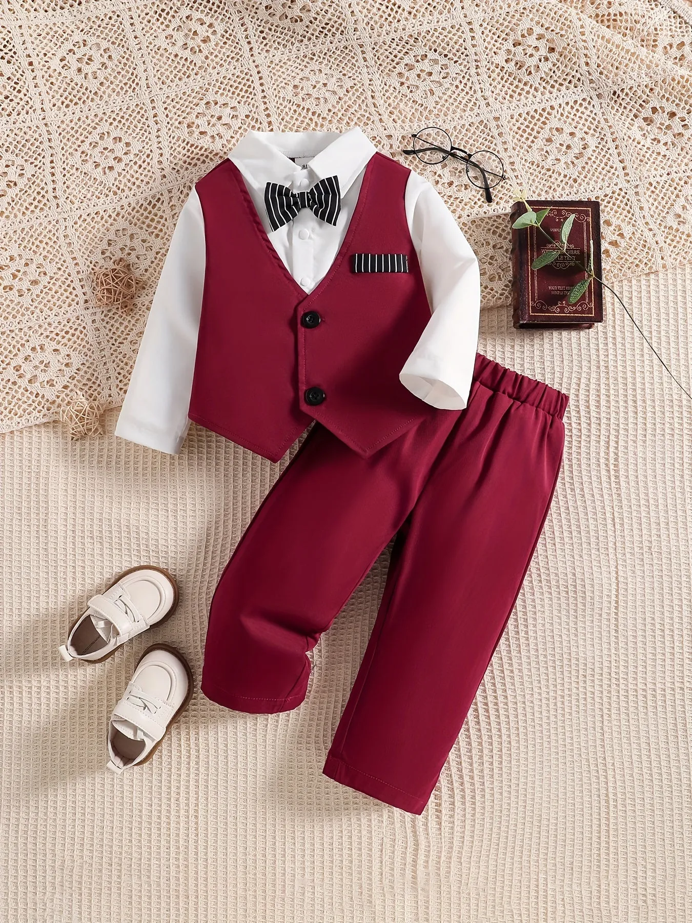 Newborn Baby Boy Formal Tuxedo Suit with Bowtie