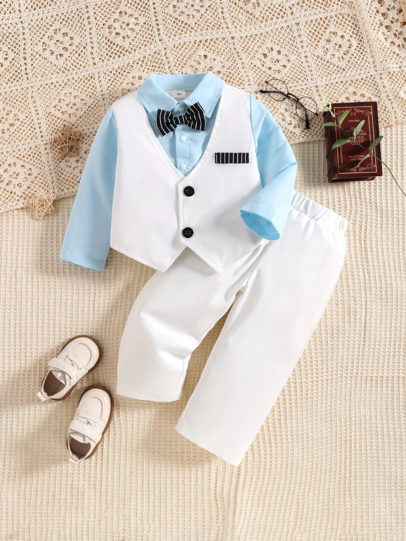 Newborn Baby Boy Formal Tuxedo Suit with Bowtie