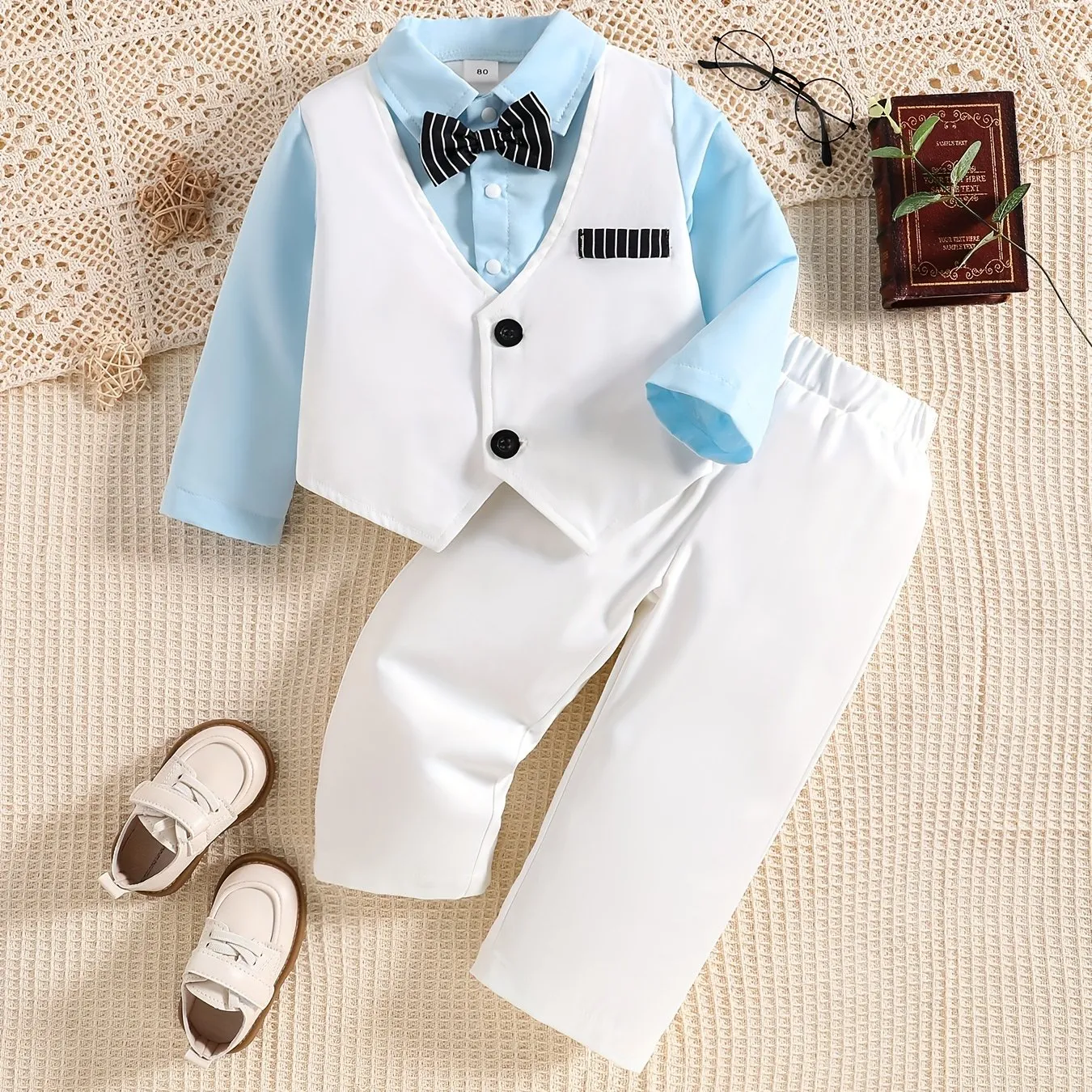 Newborn Baby Boy Formal Tuxedo Suit with Bowtie