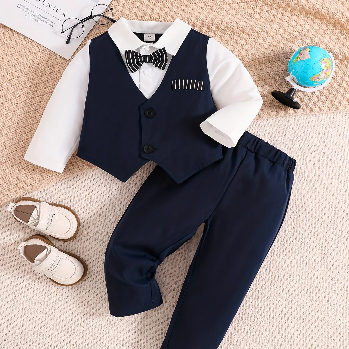 Newborn Baby Boy Formal Tuxedo Suit with Bowtie