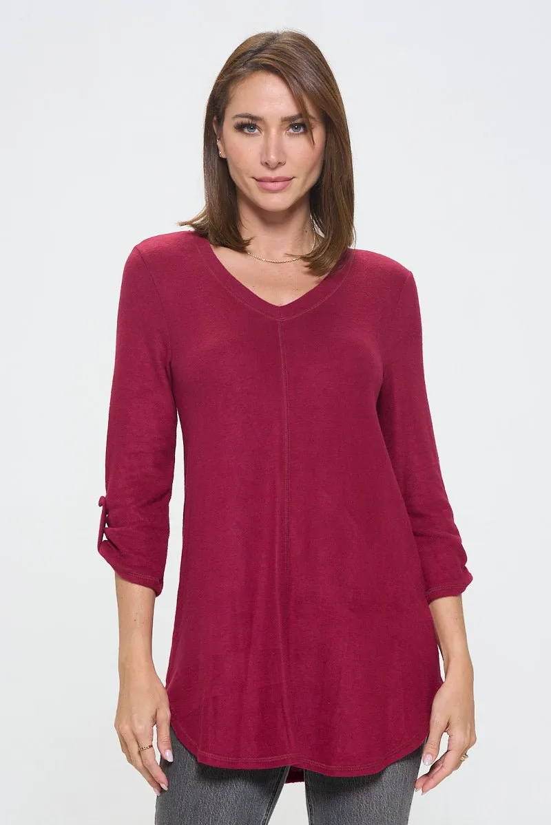 Nora soft V-neck Tunic Long Sleeve T-shirt