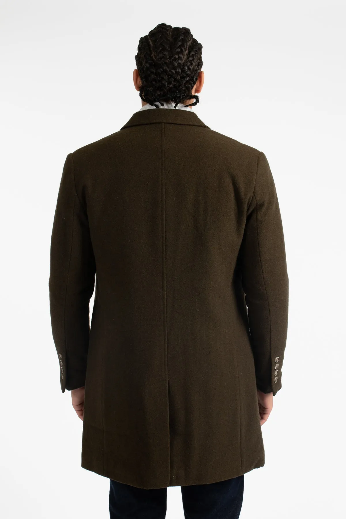 Olive Wool Blend Padded Coat