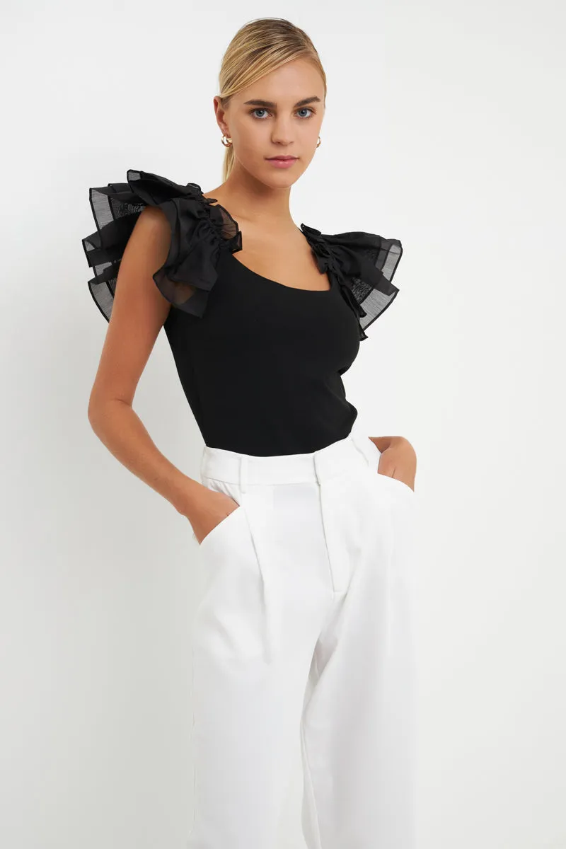 Organza Ruffle with Knit Top