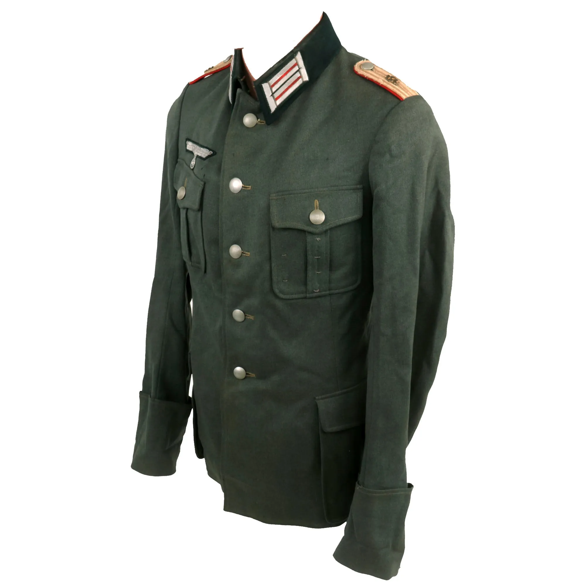 Original German WWII Named Heer Artillery School Leutnant Officer's M36 Field Uniform Tunic - dated 1937