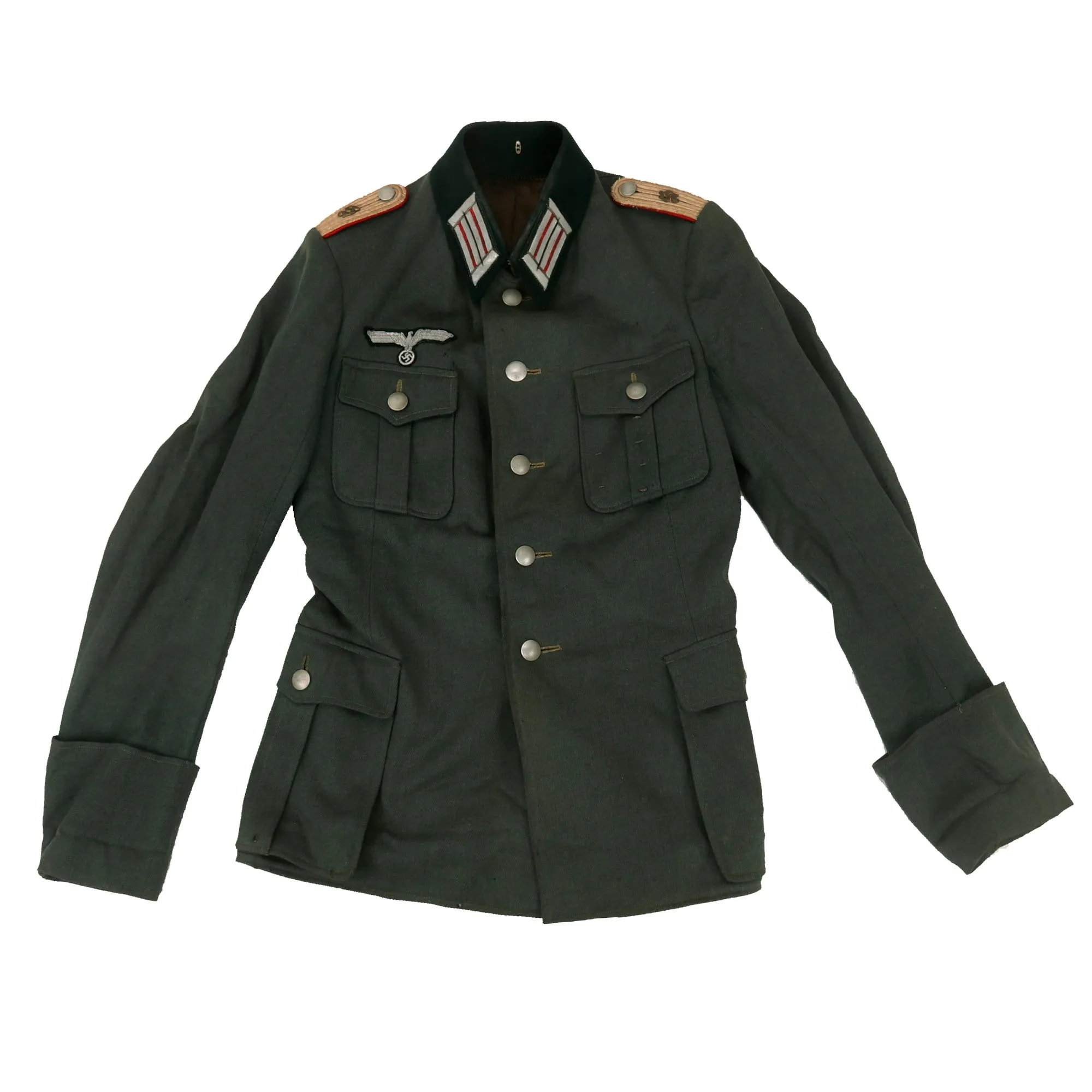 Original German WWII Named Heer Artillery School Leutnant Officer's M36 Field Uniform Tunic - dated 1937