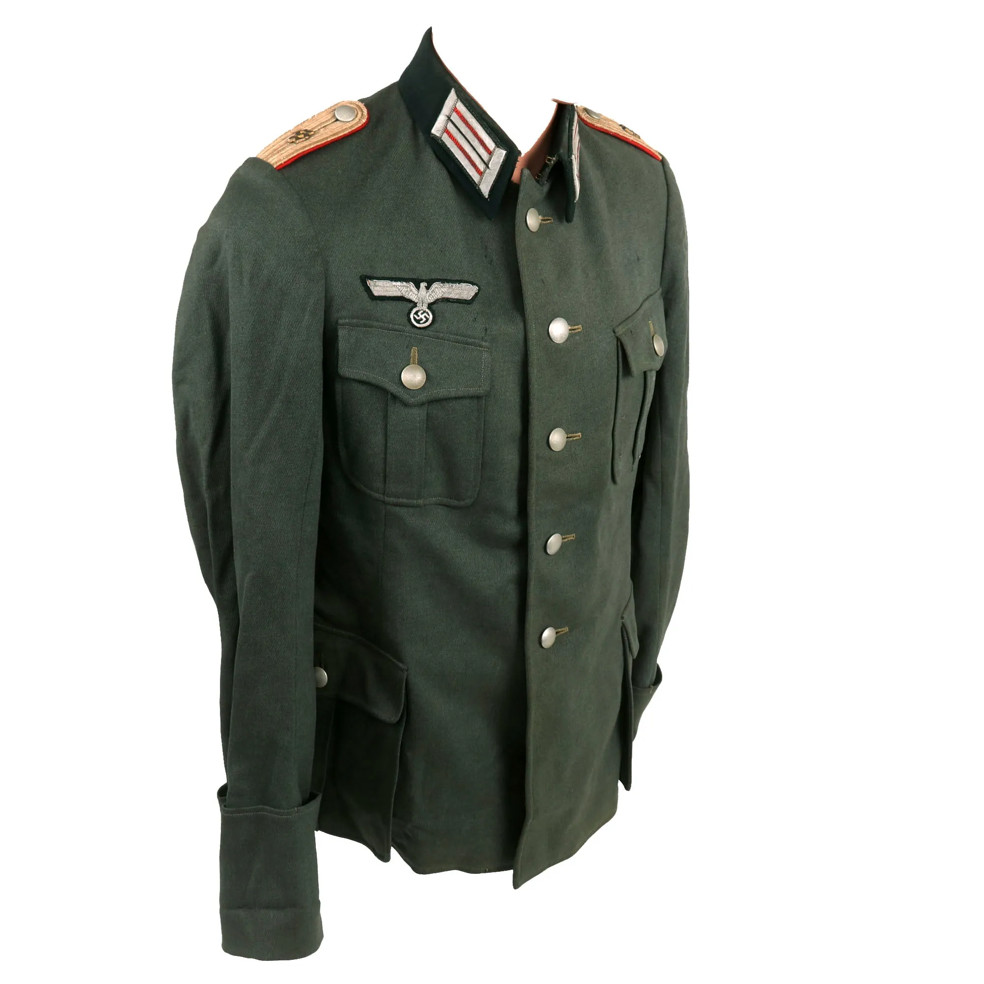 Original German WWII Named Heer Artillery School Leutnant Officer's M36 Field Uniform Tunic - dated 1937