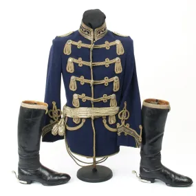 Original Pre-WWI Prussian Hussar Officer Tunic and Knee Boot Set