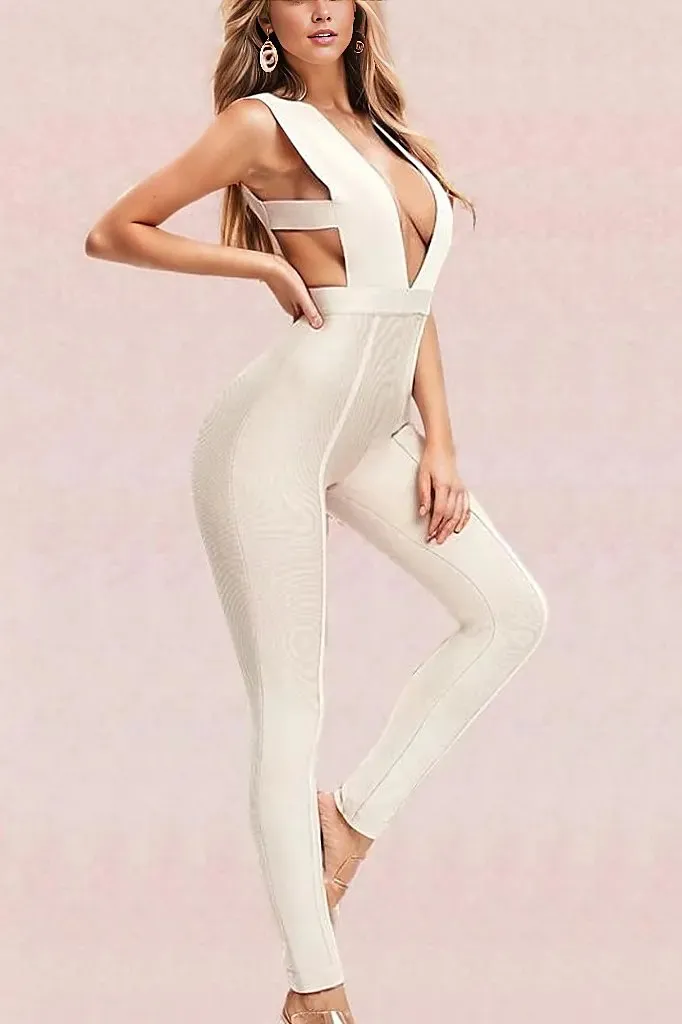 Pia Bandage Pants Jumpsuit - Cream