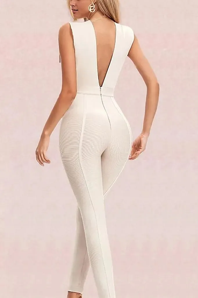 Pia Bandage Pants Jumpsuit - Cream