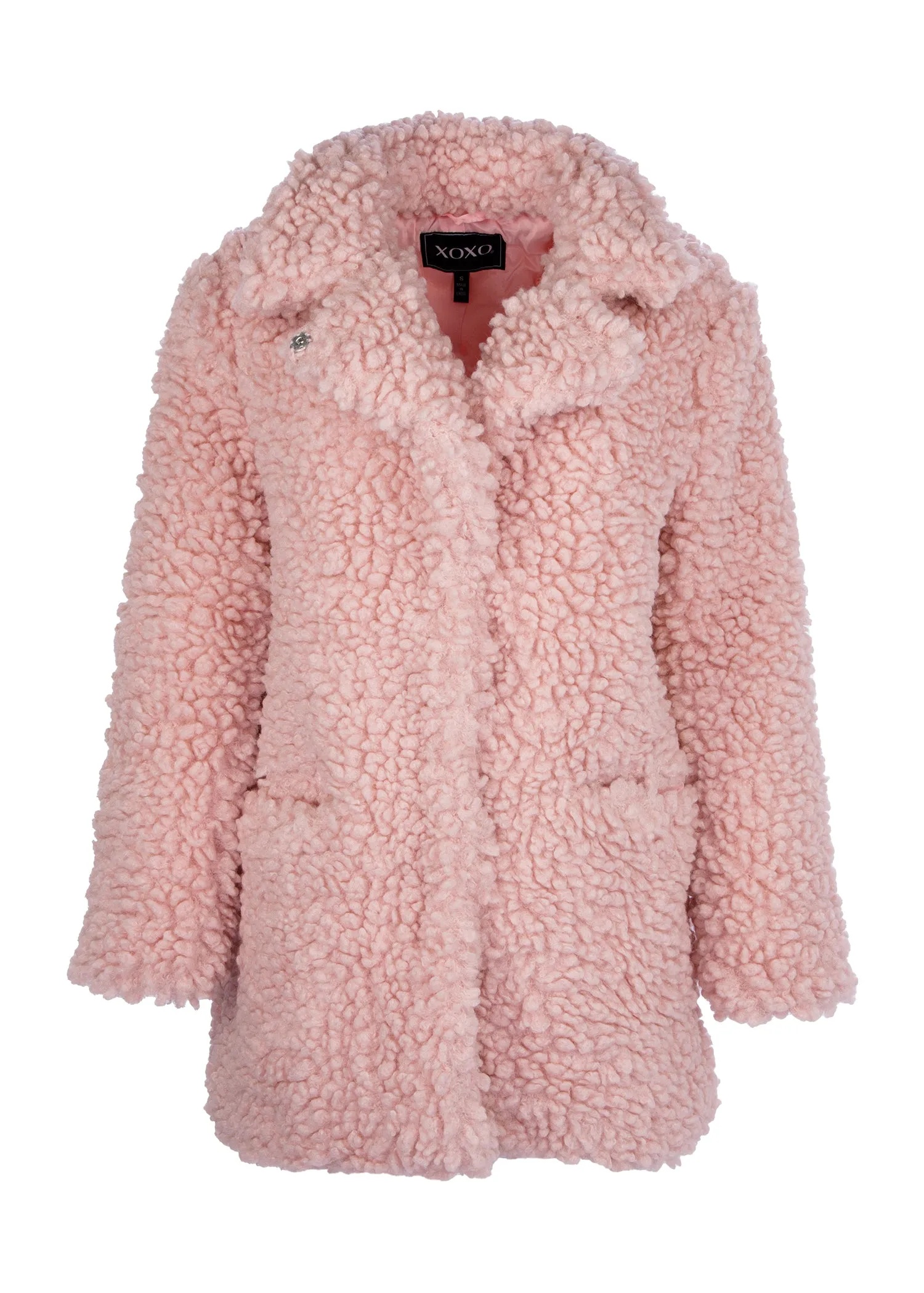 Pink Teddy Bear Fleece Faux Fur Coat