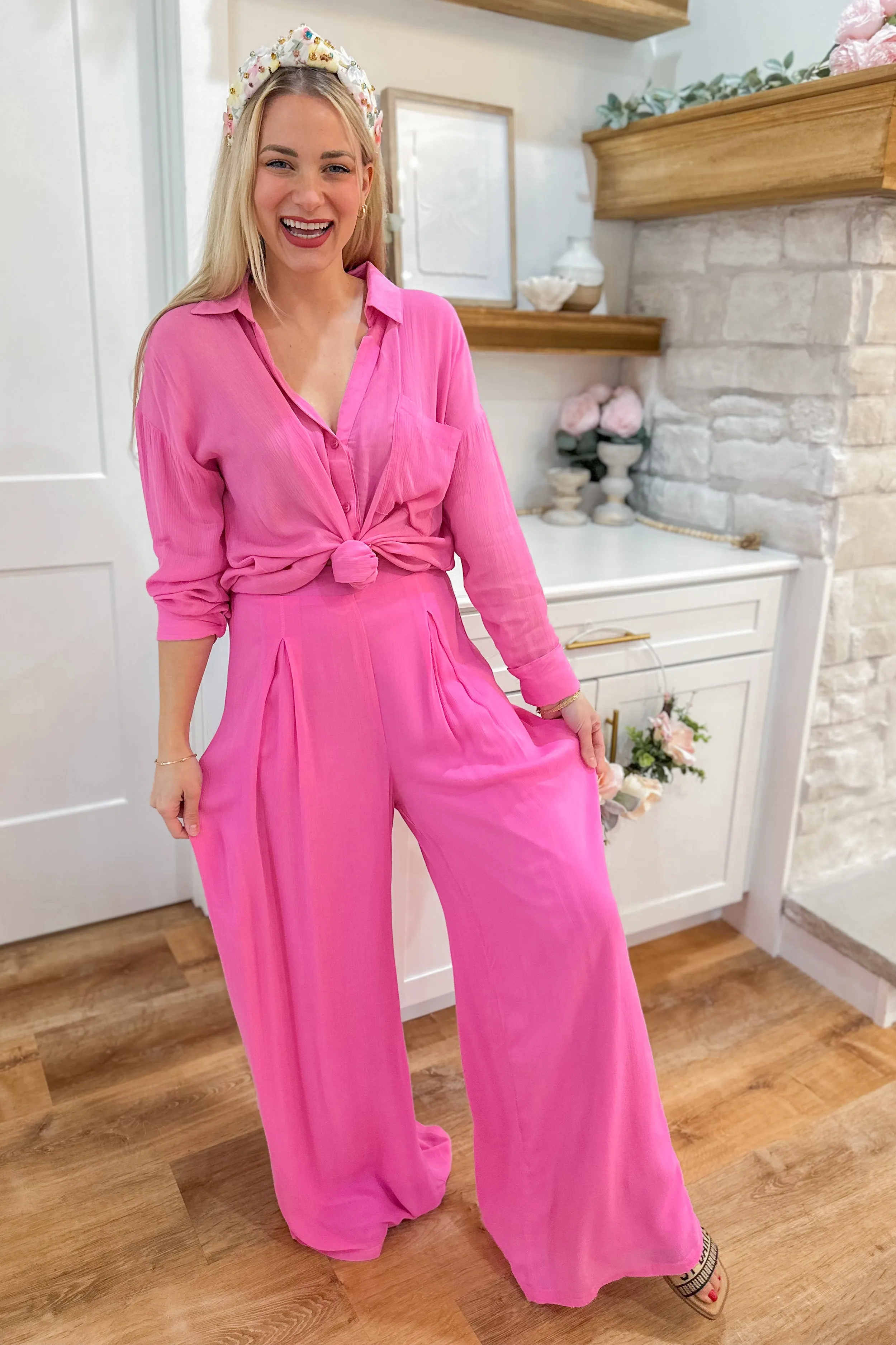 Pinky High Waist Pleated Front Pants *FINAL SALE*