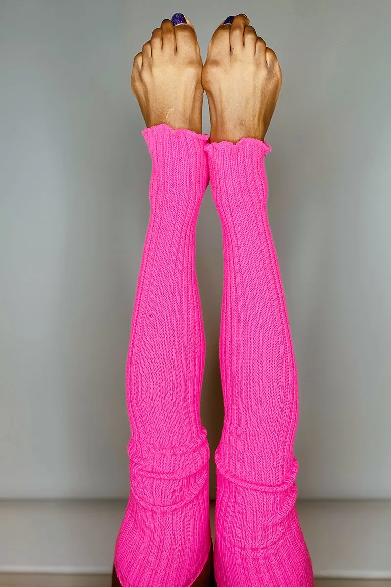 Pole Junkie Thigh High Legwarmers - Neon Pink