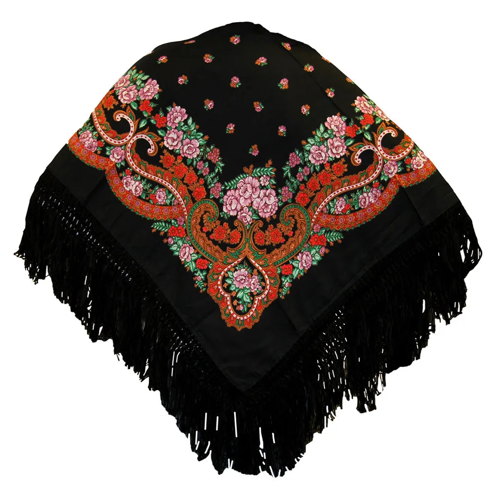 Portuguese Folklore Regional Head Scarf Shawl With Fringe