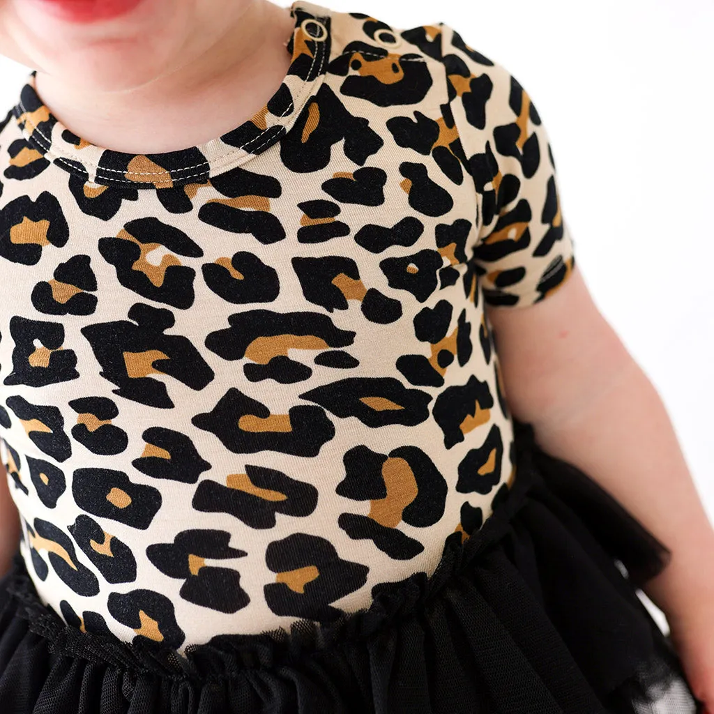 Posh Peanut Short Sleeve Tulle Skirt Bodysuit - Lana Leopard