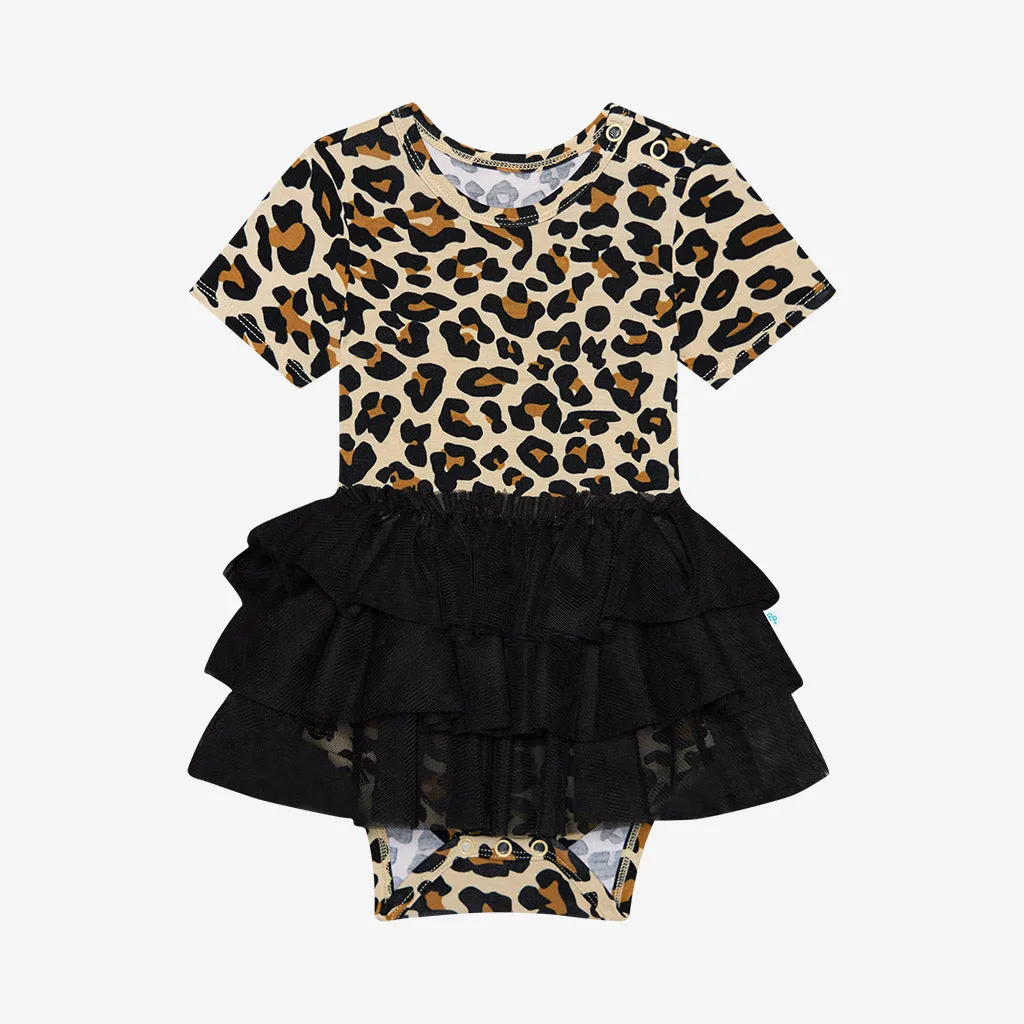 Posh Peanut Short Sleeve Tulle Skirt Bodysuit - Lana Leopard