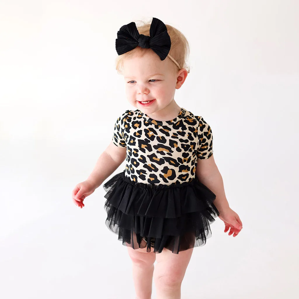 Posh Peanut Short Sleeve Tulle Skirt Bodysuit - Lana Leopard