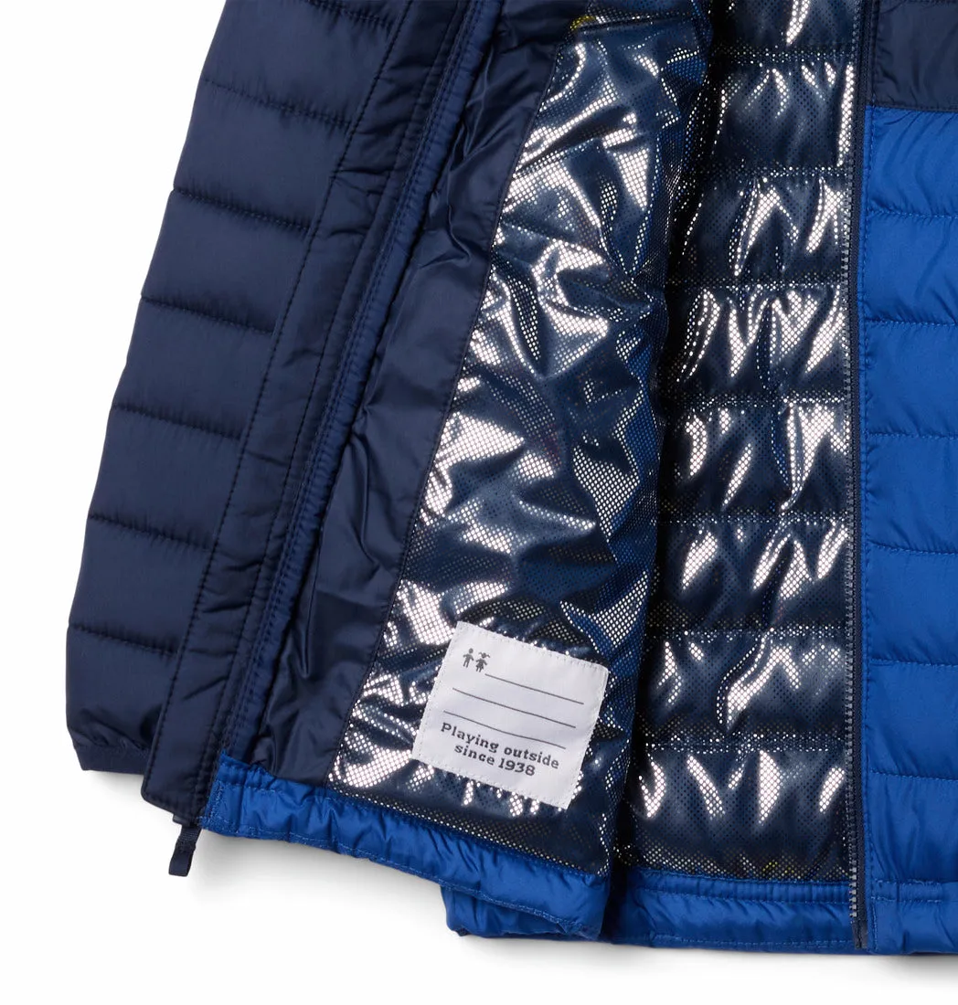 POWDER LITE HOODED JACKET YOUTH (AGES 10-18) - MOUNTAIN BLUE/COLLEGIATE NAVY