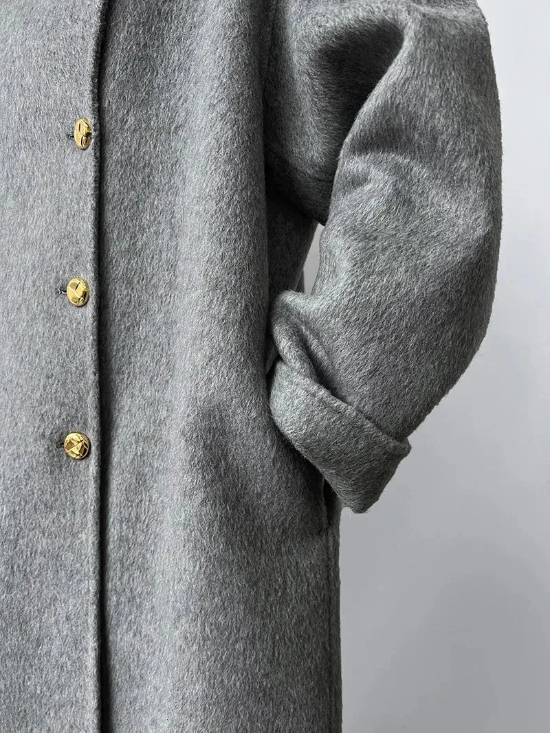 Pre Order:  Gold Buttons Double-Breasted Woolen Coat