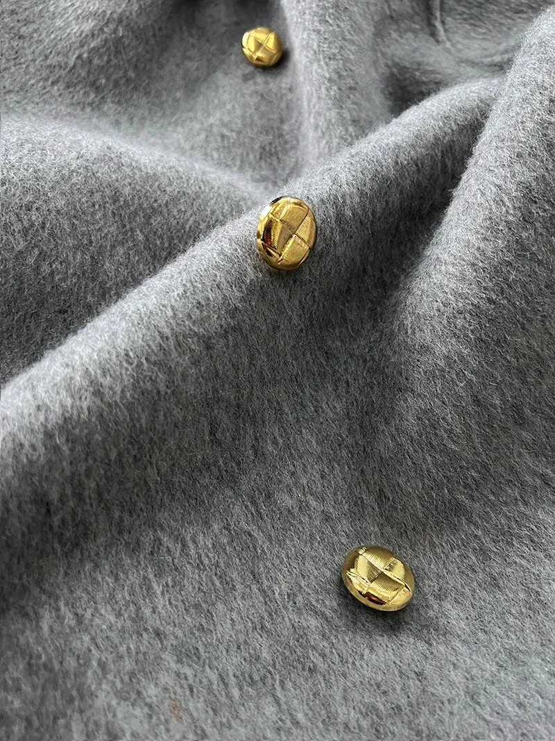 Pre Order:  Gold Buttons Double-Breasted Woolen Coat