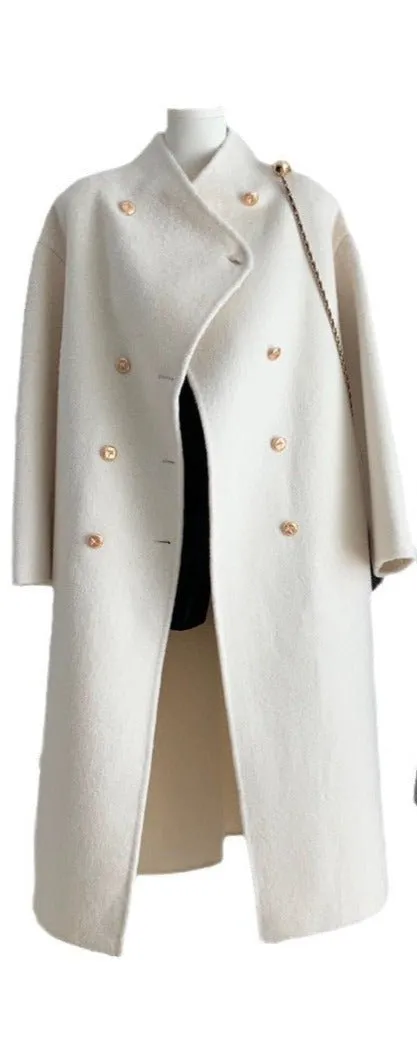 Pre Order:  Gold Buttons Double-Breasted Woolen Coat