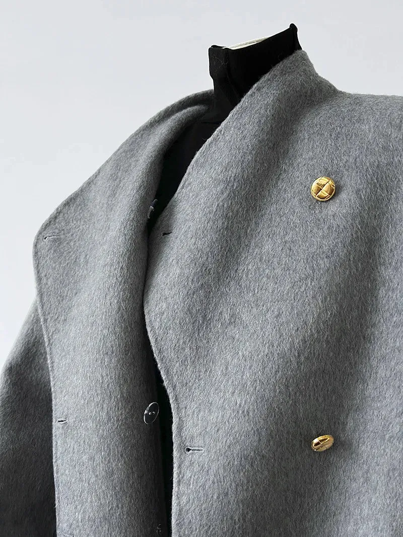 Pre Order:  Gold Buttons Double-Breasted Woolen Coat