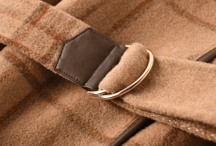 Pre Order:  Plaid Hooded Woolen Belt Coat