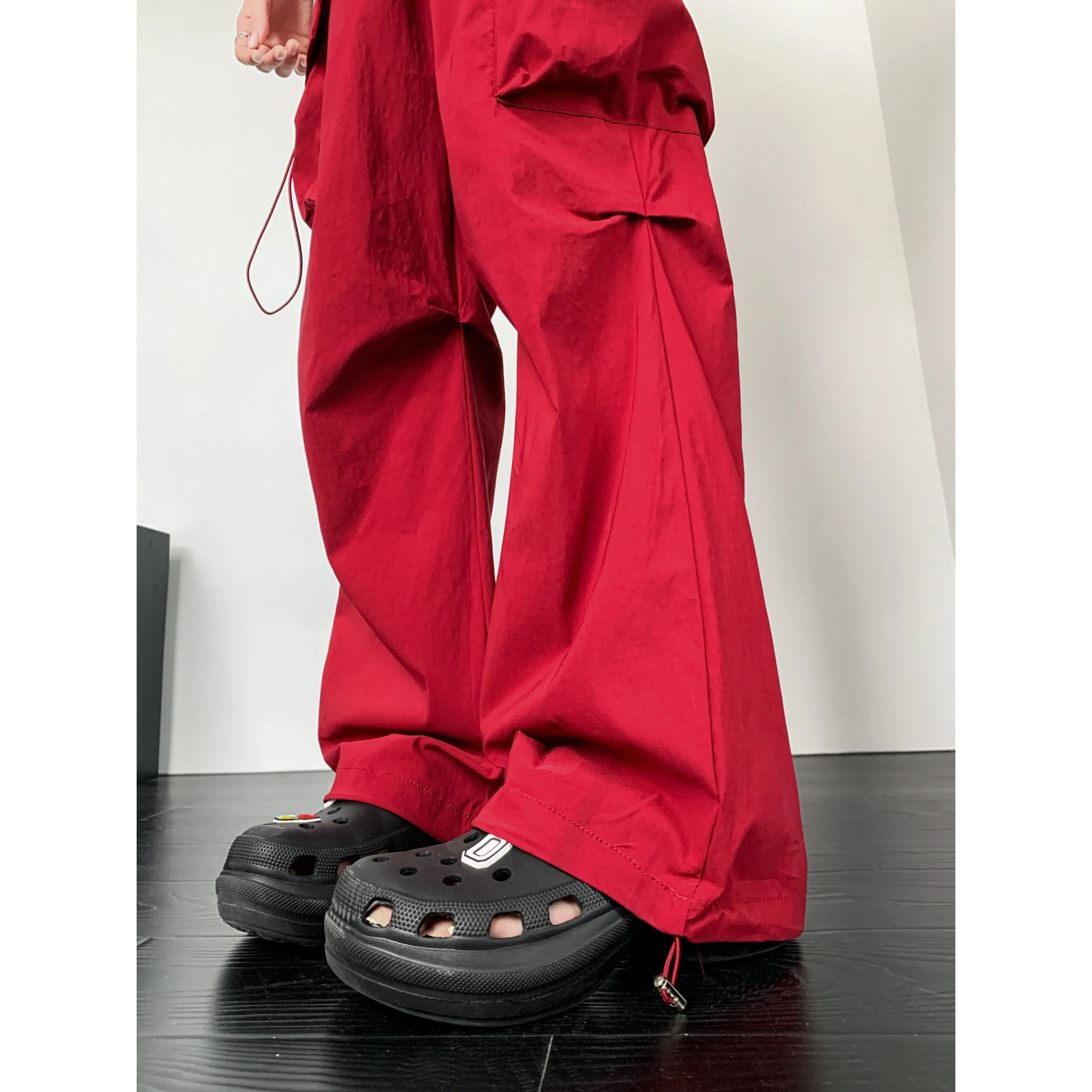 Quick-Drying Solid Color Thin High-Waisted Street Style Versatile Cargo Pants