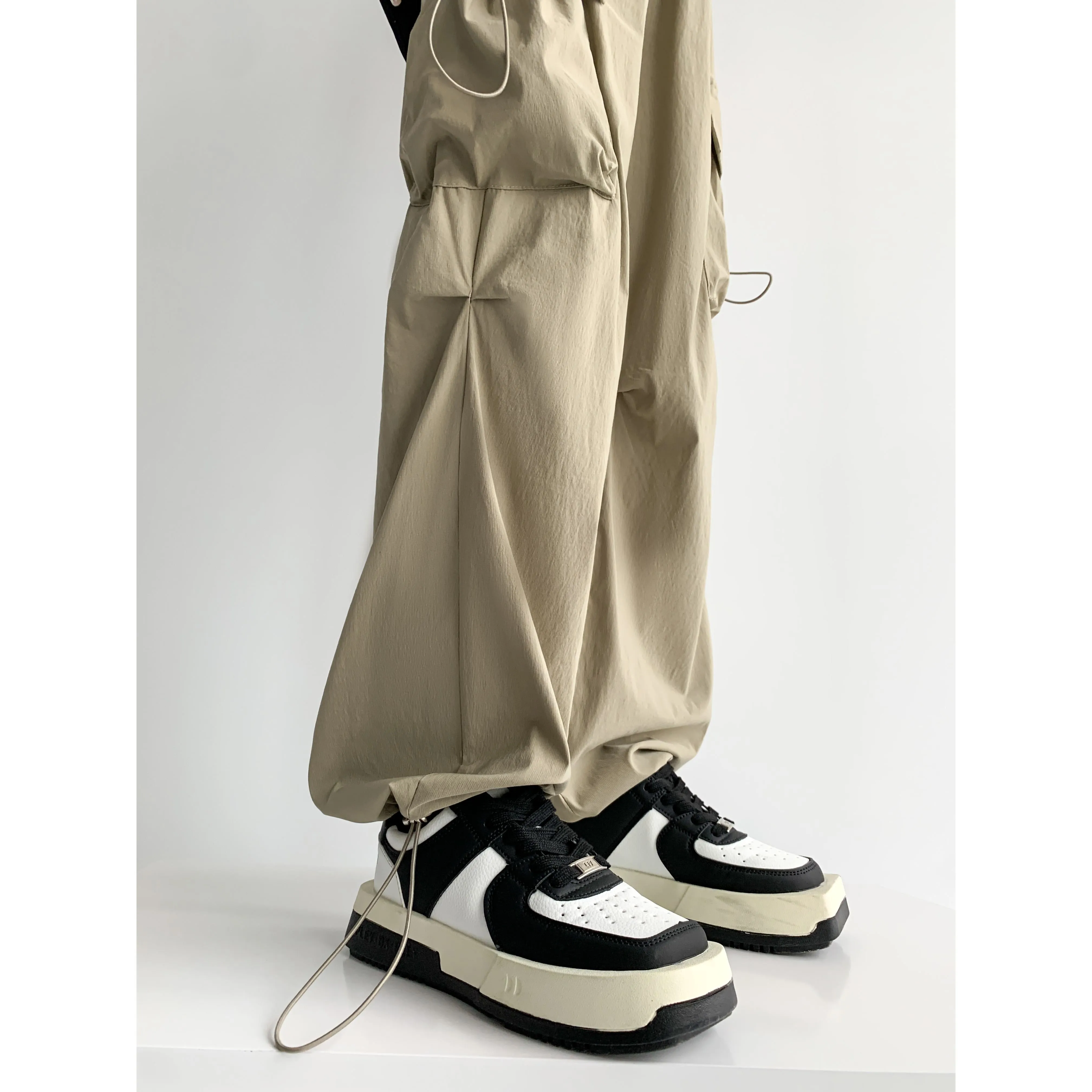 Quick-Drying Solid Color Thin High-Waisted Street Style Versatile Cargo Pants