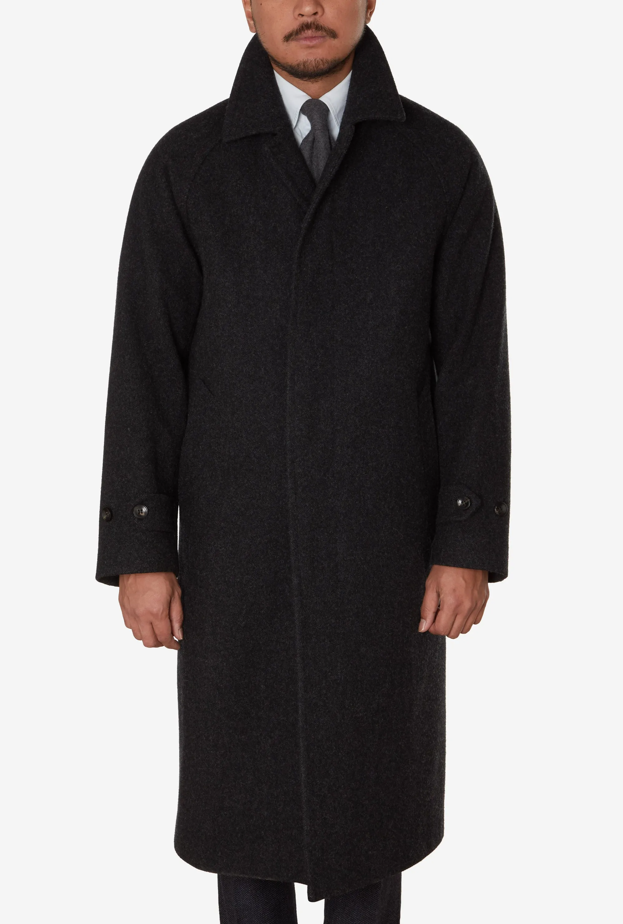 Raglan Sleeve Overcoat Wool Charcoal