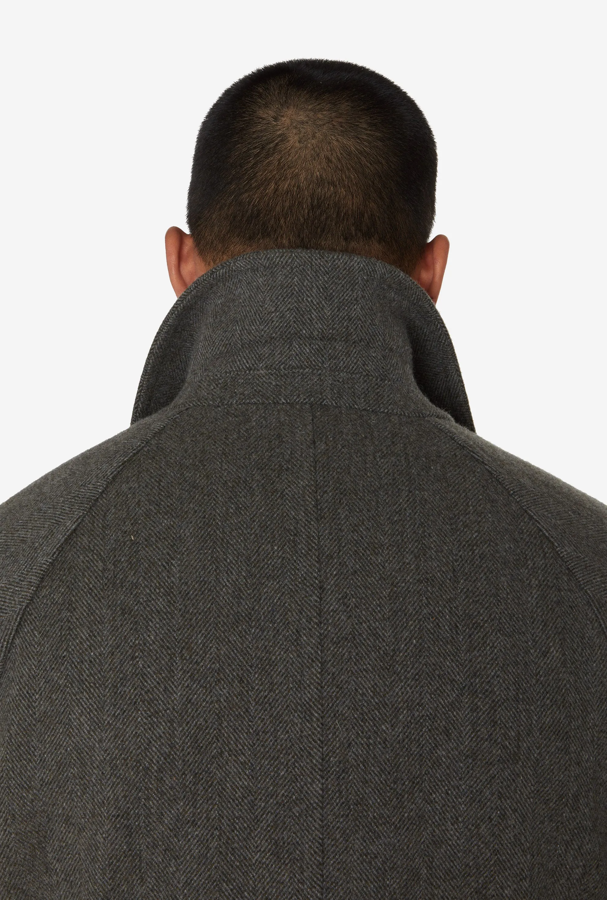 Raglan Sleeve Overcoat Wool Sage Herringbone