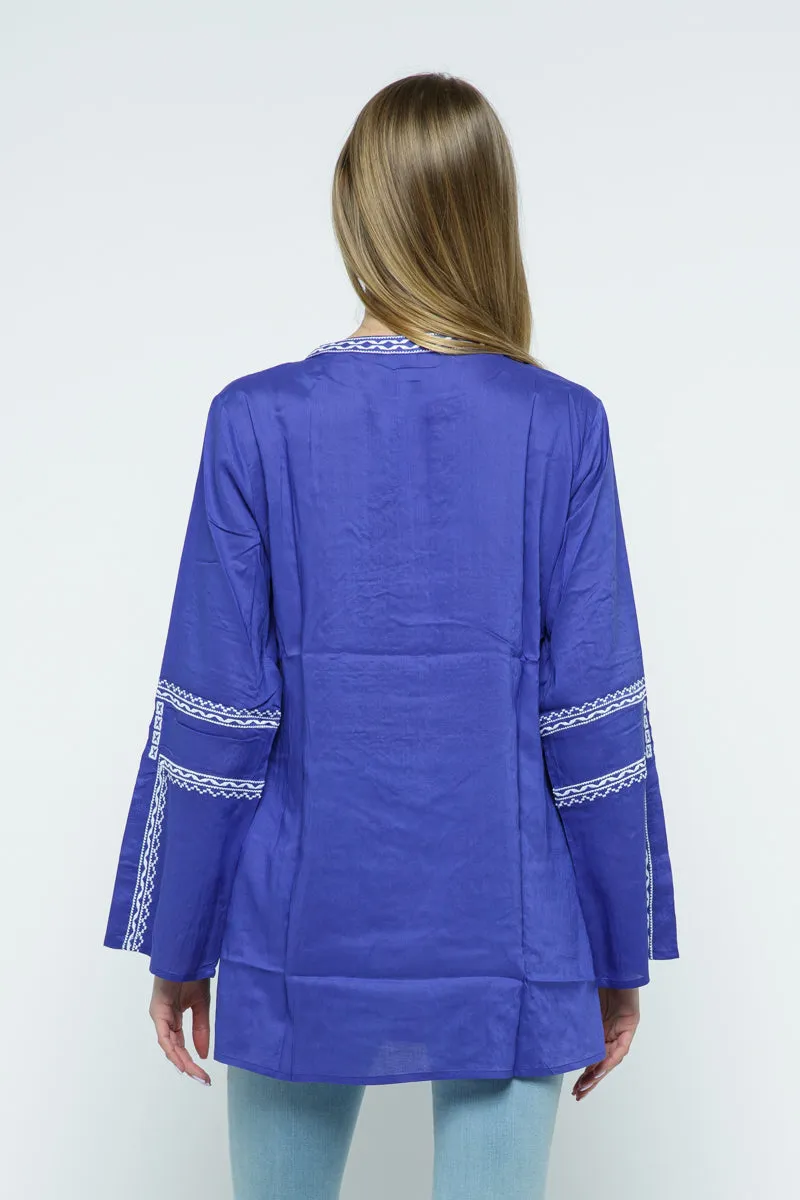 RAJ ALI EMBROIDERED TUNIC - IRIS