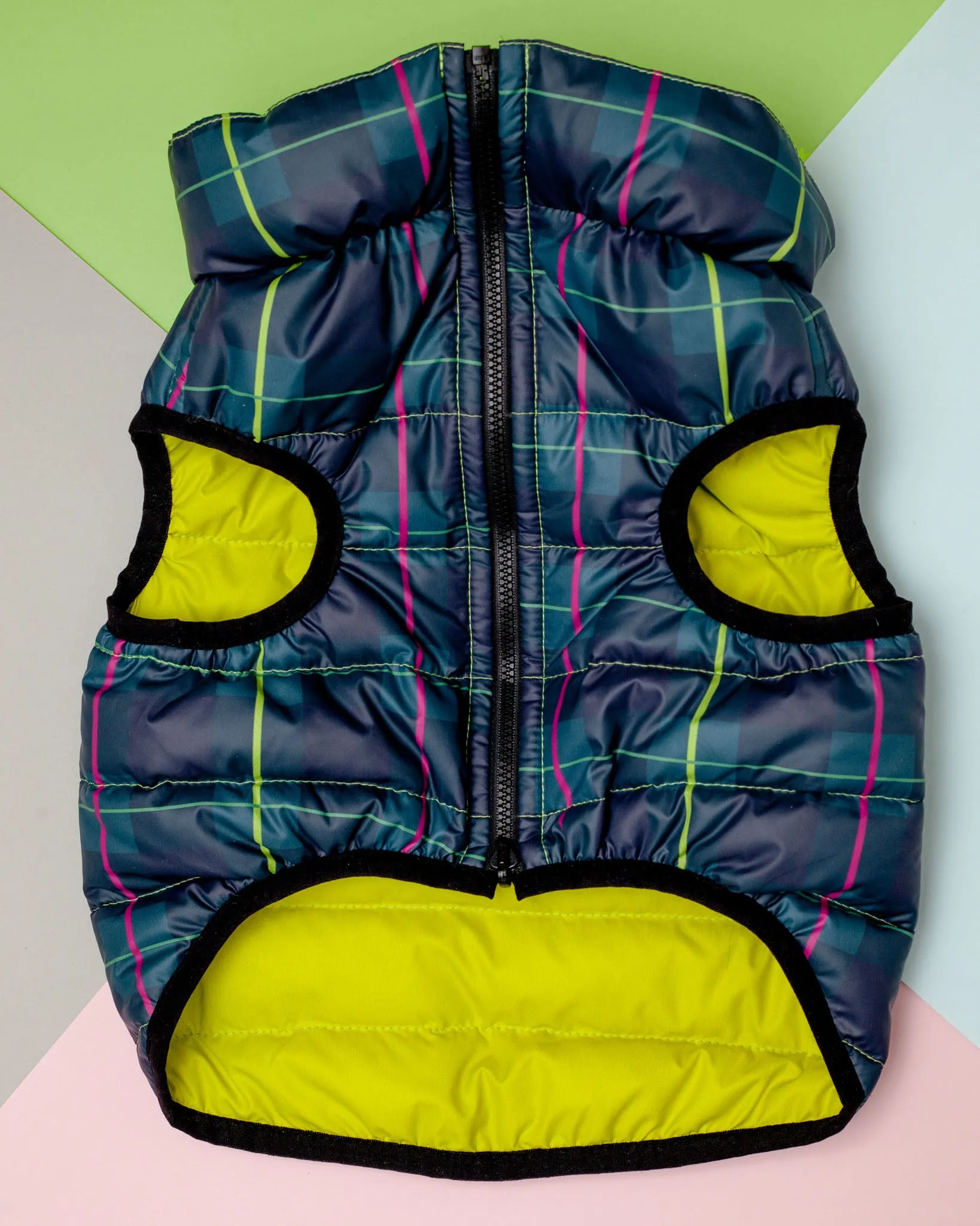 Reversible AiryVest in Hunter Plaid   Neon Yellow (DOG & CO. Exclusive)