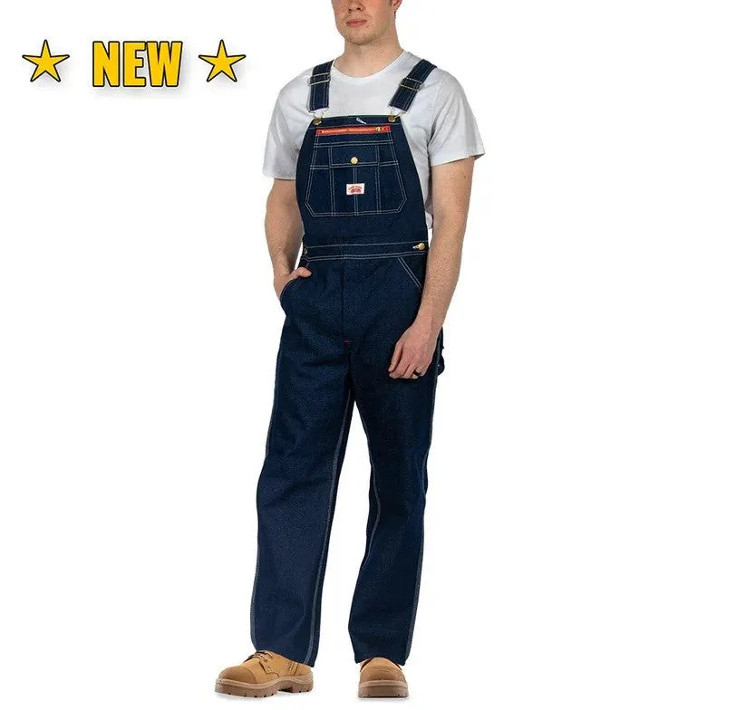 Round House Bib Overalls #980 Utility Zipper-Bib Blue Denim - Zipper Fly