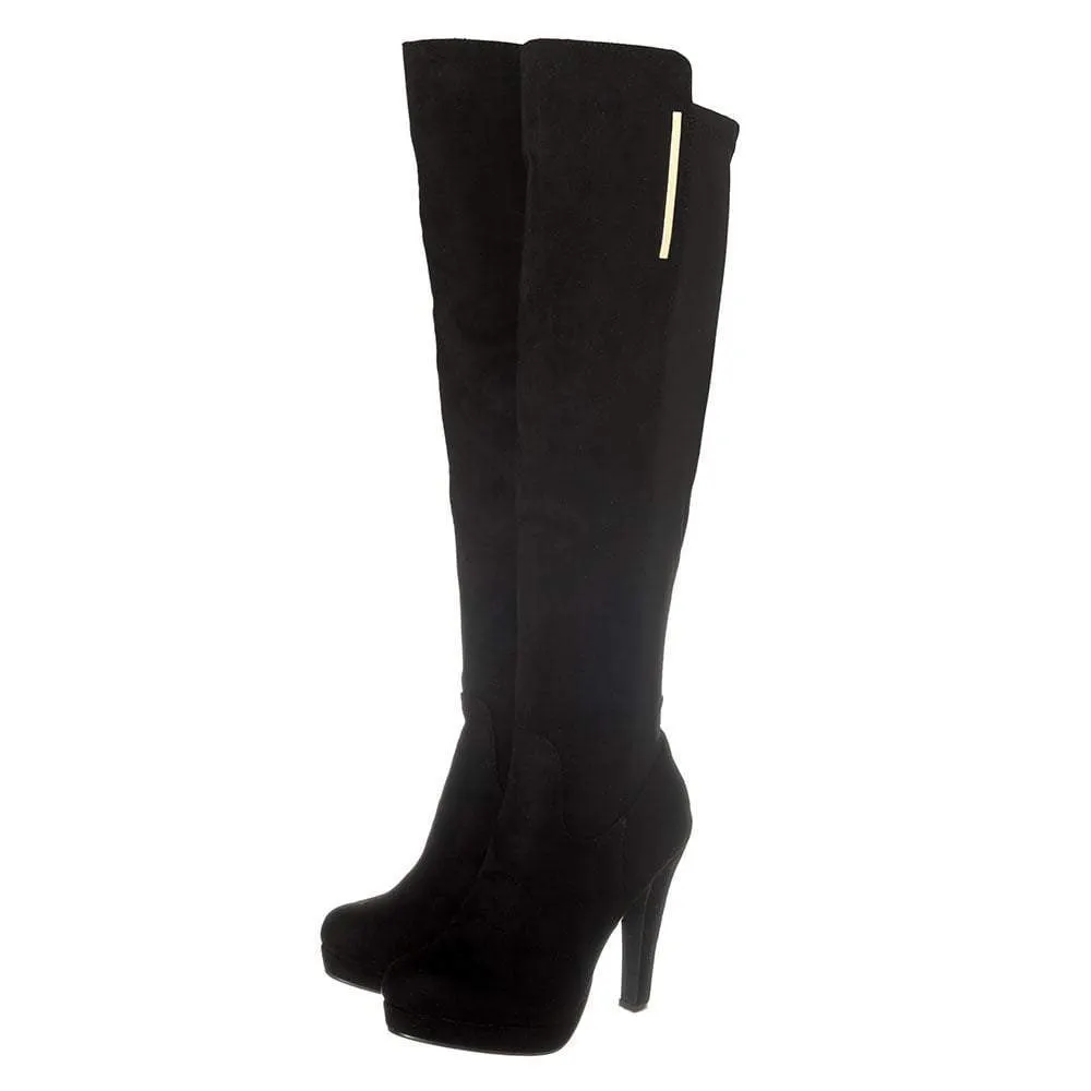 Sacramento High Heel Platform Knee High Boot Elastic Panel