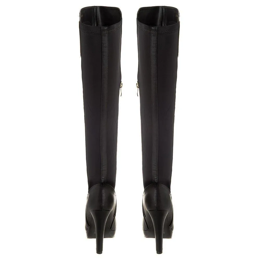 Sacramento High Heel Platform Knee High Boot Elastic Panel