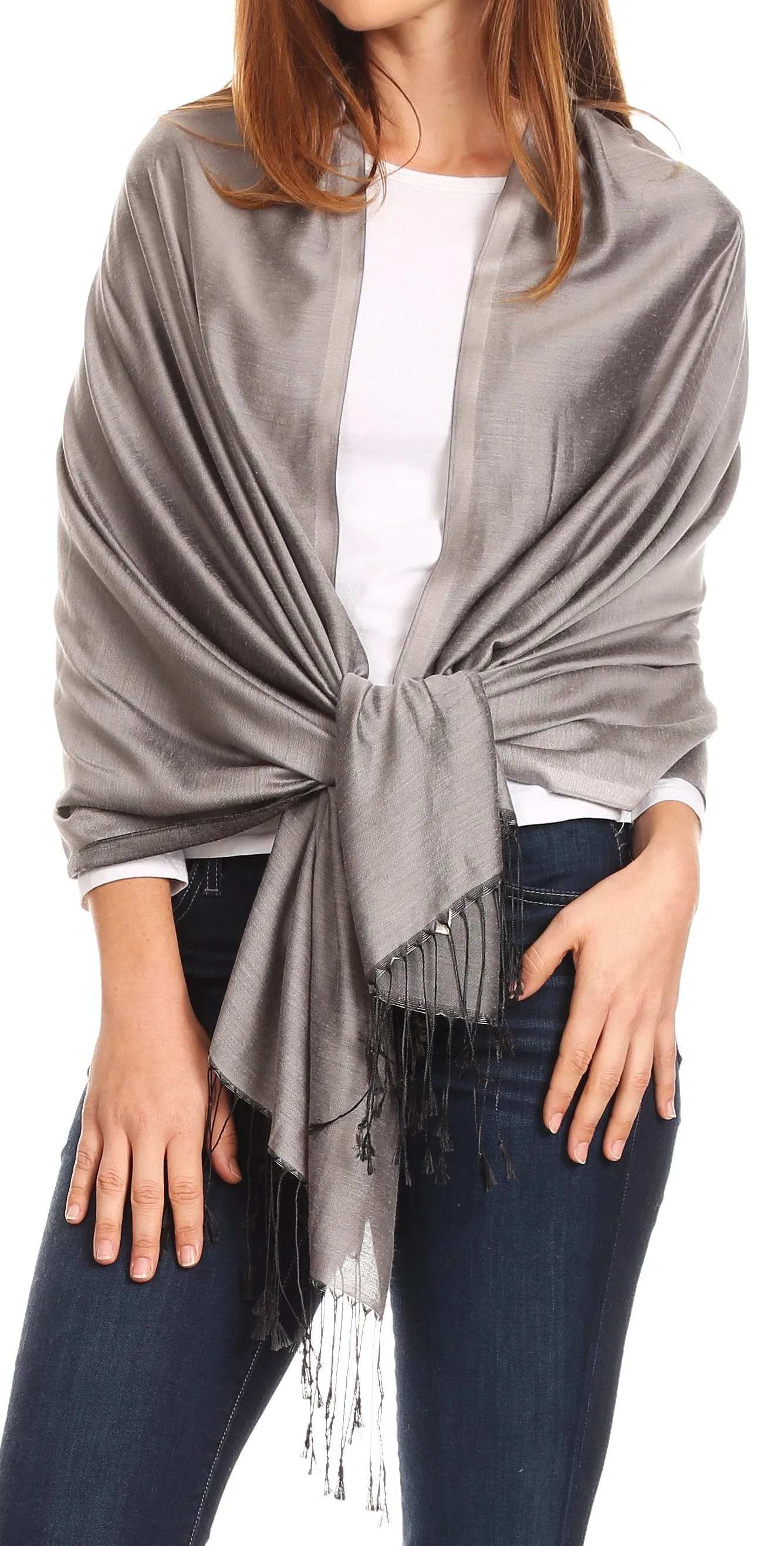 Sakkas Carine Reversible Soft Solid Slight Shimmer Pashmina/ Shawl/ Wrap/ Stole