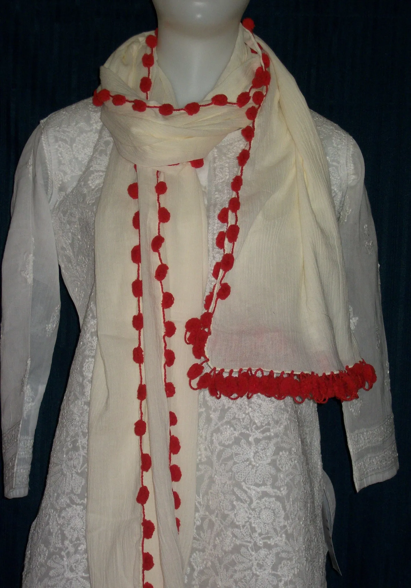 Scarf 1619 Cotton Stole Shawl Unbleached Dupatta