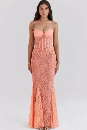 Sexy Sweetheart Neck Spaghetti Strap Lace Godet Fishtail Evening Maxi Dress