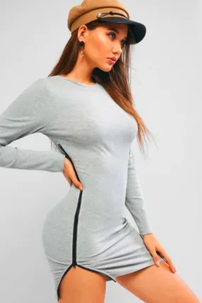 Side Zip Full Sleeves Bodycon