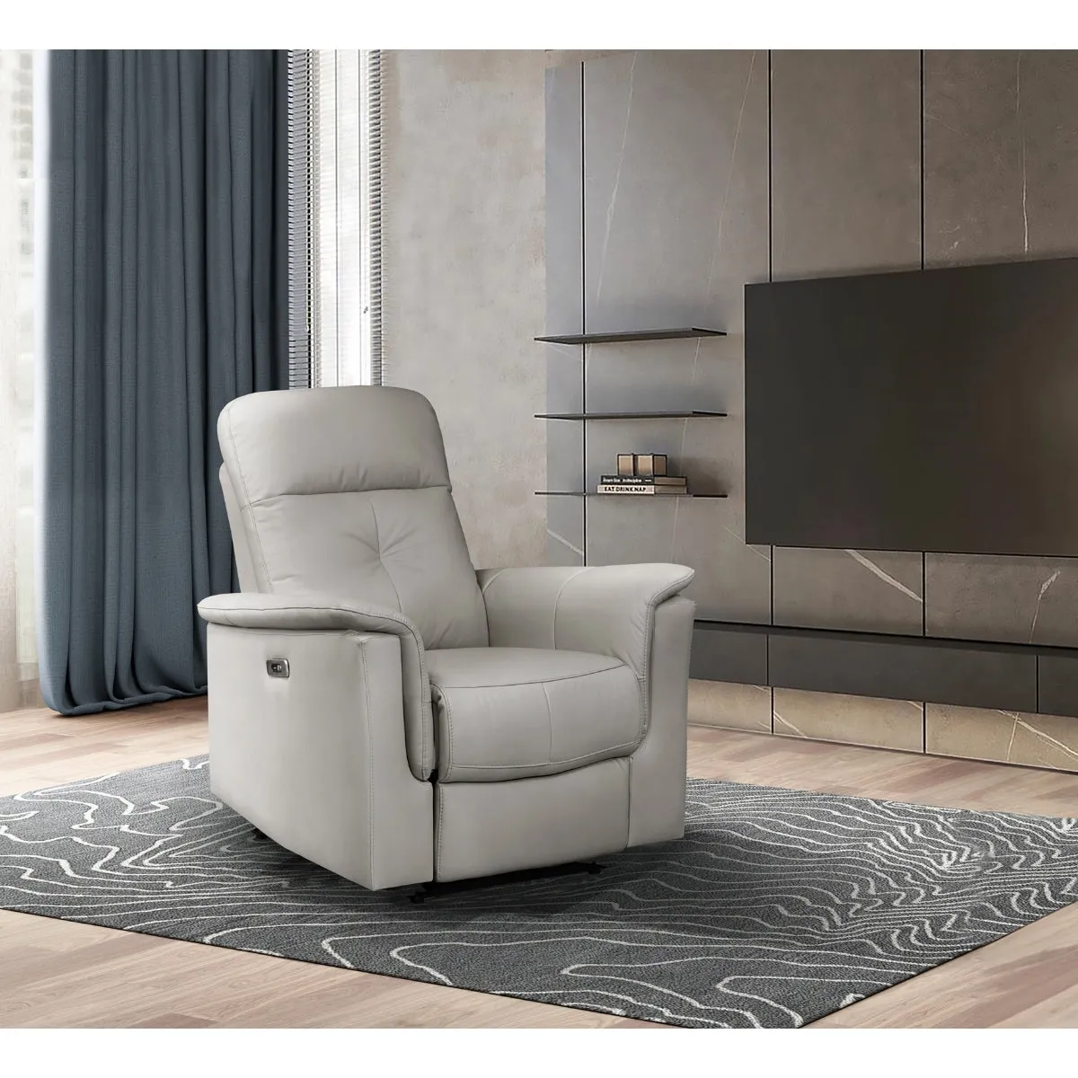 Silver Power Glider Recliner with USB Charging Ports