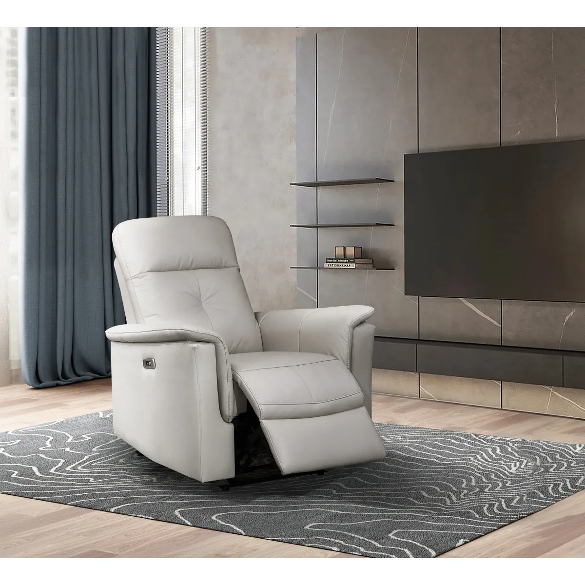 Silver Power Glider Recliner with USB Charging Ports