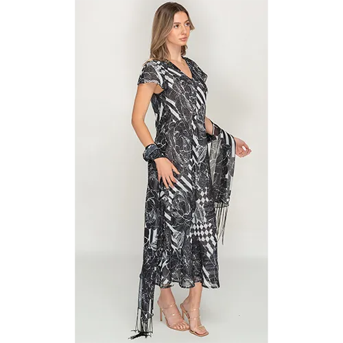 Sleeve Less Semi Long Animal Printed 2 in 1 Reversible Dress For Women